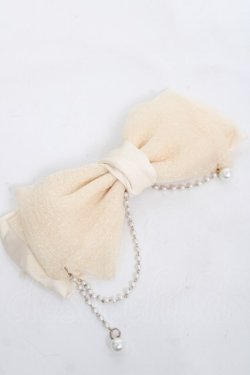 画像1: axes femme POETIQUE / パールチェーン付バレッタ  生成り Y-26-03-20-005-AX-AC-SZ-ZY