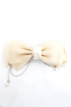 画像2: axes femme POETIQUE / パールチェーン付バレッタ  生成り Y-26-03-20-005-AX-AC-SZ-ZY