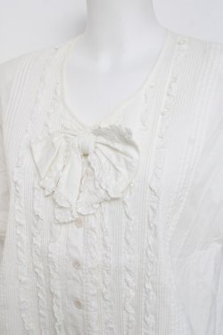 画像3: PINK HOUSE / リボン付きフリルタック半袖ブラウス F 白 Y-26-03-20-038-LO-BL-SZ-ZY