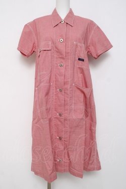 画像1: powder / ギンガム半袖シャツワンピース F 赤 Y-26-03-20-048-LO-OP-SZ-ZY