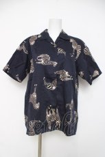画像1: powder / シマウマ柄半袖シャツ F 紺 Y-26-03-20-049-LO-BL-SZ-ZY (1)