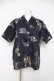 画像1: powder / シマウマ柄半袖シャツ F 紺 Y-26-03-20-049-LO-BL-SZ-ZY (1)