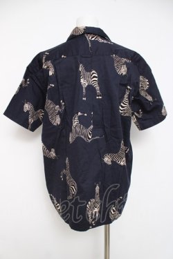 画像2: powder / シマウマ柄半袖シャツ F 紺 Y-26-03-20-049-LO-BL-SZ-ZY