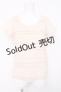 Ank Rouge / スカラップレースカットソー M 淡ピンク Y-26-03-20-055-CA-TO-SZ-ZY