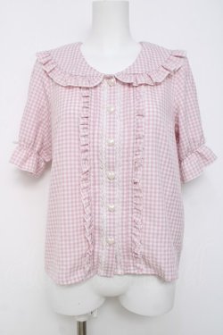 画像1: DearMyLove / セーラーハートボタンフリルブラウス M ピンク Y-26-03-20-058-EL-BL-SZ-ZY