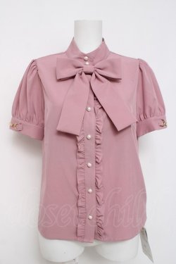画像1: Ank Rouge / カフスビットリボンブラウス M ピンク Y-26-03-20-061-CA-BL-SZ-ZY