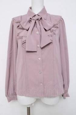 画像1: Ank Rouge / フレアーラッフルリボンタイブラウス M ピンク Y-26-03-20-063-CA-BL-SZ-ZY