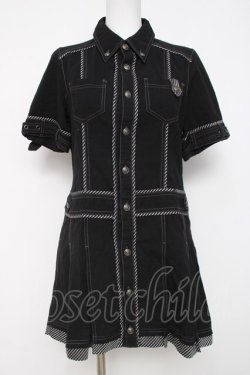 画像1: ALGONQUINS / プリーツシャツワンピース F 黒 Y-26-03-20-065-AL-OP-SZ-ZY