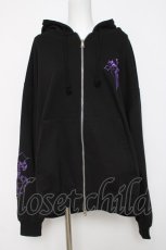 画像1: REFLEM / クロス刺繍ZIPパーカー F ブラック/パープル Y-26-03-20-066-PU-TO-SZ-ZT0408Y (1)