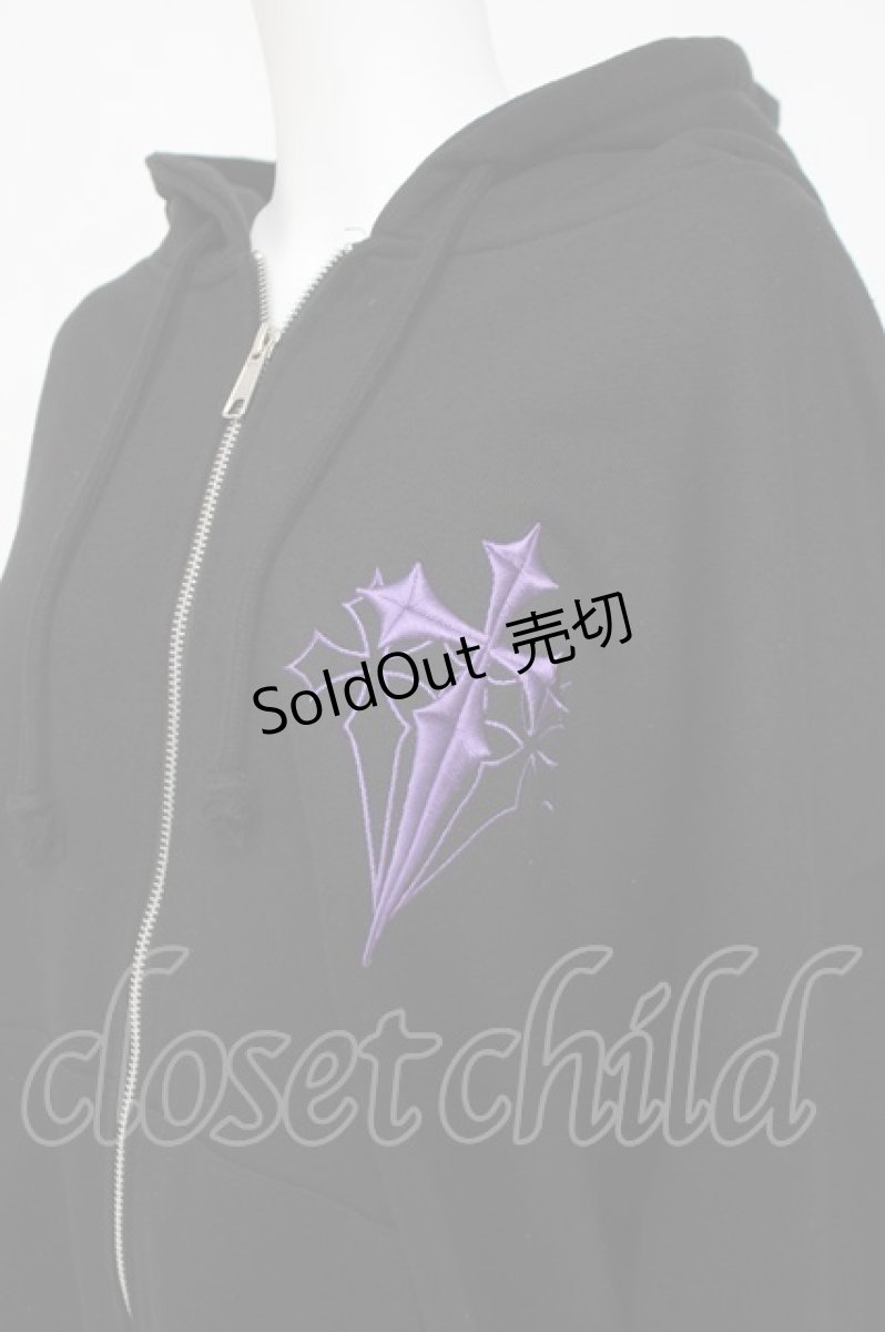 画像2: REFLEM / クロス刺繍ZIPパーカー F ブラック/パープル Y-26-03-20-066-PU-TO-SZ-ZT348 (2)