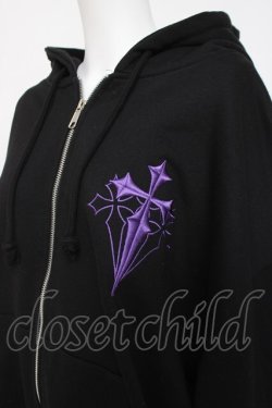 画像2: REFLEM / クロス刺繍ZIPパーカー F ブラック/パープル Y-26-03-20-066-PU-TO-SZ-ZY