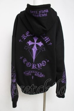 画像3: REFLEM / クロス刺繍ZIPパーカー F ブラック/パープル Y-26-03-20-066-PU-TO-SZ-ZY