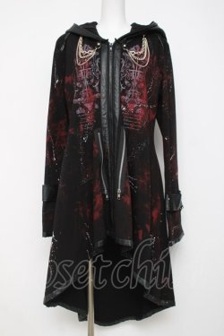 画像1: SEX POT ReVeNGe / PAINT ZIP LONG パーカー L ブラック/レッド Y-26-03-20-070-SP-TO-SZ-ZY