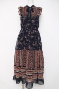 axes femme / パッチワーク花柄ロングワンピース M 紺 Y-26-03-20-073-AX-OP-SZ-ZY