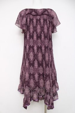 画像2: axes femme / アラベスク柄プリーツシフォンワンピース M 紫 Y-26-03-20-075-AX-OP-SZ-ZY