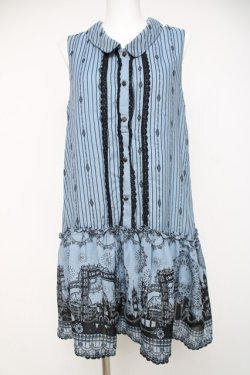 画像1: axes femme / メルヘン柄襟付きチュニック M サックス Y-26-03-20-079-AX-OP-SZ-ZY