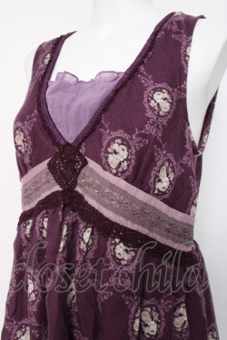 画像3: axes femme / ブローチ付きオーナメント柄ワンピース M 紫 Y-26-03-20-080-AX-OP-SZ-ZY