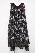 axes femme / 蝶花柄ワンピース M 黒 Y-26-03-20-081-AX-OP-SZ-ZY