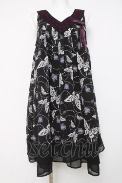 画像1: axes femme / 蝶花柄ワンピース M 黒 Y-26-03-20-081-AX-OP-SZ-ZY