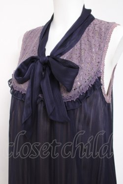 画像2: axes femme / シャドーストライプリボンワンピース M 紫 Y-26-03-20-084-AX-OP-SZ-ZY