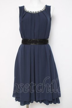 画像1: axes femme / バックバラスリットドレス M 紺 Y-26-03-20-087-AX-OP-SZ-ZY