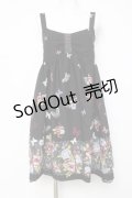 axes femme / 蝶柄キャミワンピース M 黒 Y-26-03-20-090-AX-OP-SZ-ZY