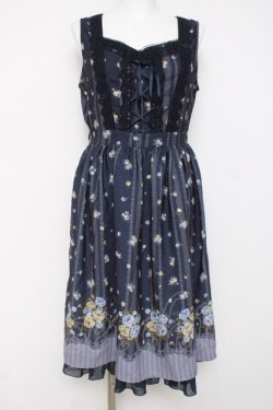 画像1: axes femme / ロマンティックプリントワンピース M 紺 Y-26-03-20-091-AX-OP-SZ-ZY