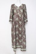 axes femme / ウォールオーナメント柄ワンピース M 茶 Y-26-03-20-096-AX-OP-SZ-ZY