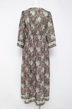 画像2: axes femme / ウォールオーナメント柄ワンピース M 茶 Y-26-03-20-096-AX-OP-SZ-ZY