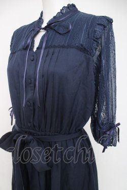画像2: axes femme POETIQUE / 袖レースワンピース M 紺 Y-26-03-20-097-AX-OP-SZ-ZY
