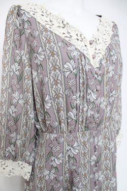 画像2: axes femme / リリー柄ワンピース M 淡ピンク Y-26-03-20-098-AX-OP-SZ-ZY