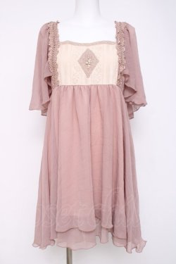 画像1: axes femme / バタフライ袖楊柳チュニック M 淡ピンク Y-26-03-20-099-AX-SK-SZ-ZY