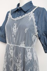 画像2: axes femme / レースキャミレイヤードシャツワンピース M ブルー Y-26-03-20-100-AX-OP-SZ-ZS (2)