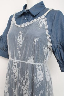 画像2: axes femme / レースキャミレイヤードシャツワンピース M ブルー Y-26-03-20-100-AX-OP-SZ-ZY