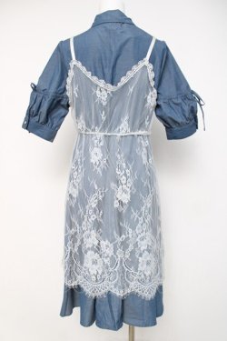 画像3: axes femme / レースキャミレイヤードシャツワンピース M ブルー Y-26-03-20-100-AX-OP-SZ-ZY