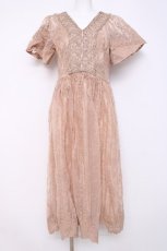 画像1: axes femme NOSTALGIE / オーガンジー刺繍ワンピース M キャメル Y-26-03-20-102-AX-OP-SZ-ZS (1)