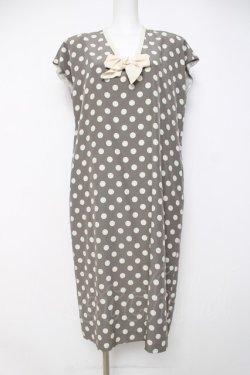 画像1: INGEBORG / リボン付き水玉ワンピース F グレー Y-26-03-20-105-LO-OP-SZ-ZY