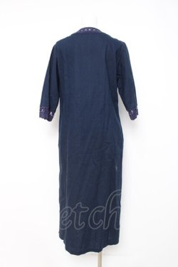 画像3: powder / ニットレース使い麻綿ワンピース F 紺 Y-26-03-20-108-LO-OP-SZ-ZY