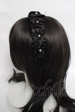 画像2: axes femme / パールギャザーカチューシャ  黒 Y-26-03-20-011-AX-AC-SZ-ZY