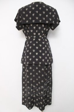 画像3: INGEBORG / ドット×ブーケ柄セーラーワンピース F 黒 Y-26-03-20-111-LO-OP-SZ-ZY