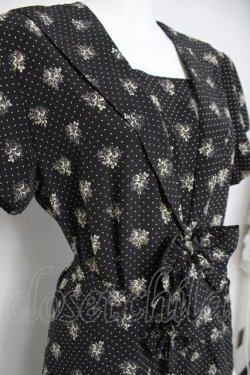 画像4: INGEBORG / ドット×ブーケ柄セーラーワンピース F 黒 Y-26-03-20-111-LO-OP-SZ-ZY