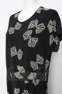 画像2: KANEKO ISAO / ストライプリボン柄半袖ワンピース F 黒 Y-26-03-20-114-EL-OP-SZ-ZY