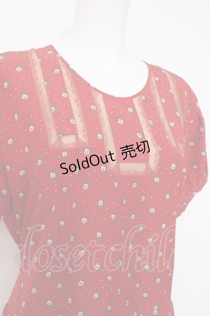 画像2: PINK HOUSE / ミニバラレース切替ワンピース F 赤 Y-26-03-20-115-LO-OP-SZ-ZY (2)