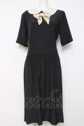 PINK HOUSE / ドットリボン付きワンピース F 黒 Y-26-03-20-118-LO-OP-SZ-ZY