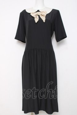 画像1: PINK HOUSE / ドットリボン付きワンピース F 黒 Y-26-03-20-118-LO-OP-SZ-ZY