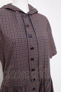 画像2: powder / フード付きチェック柄ワンピース F 紺 Y-26-03-20-121-LO-OP-SZ-ZY