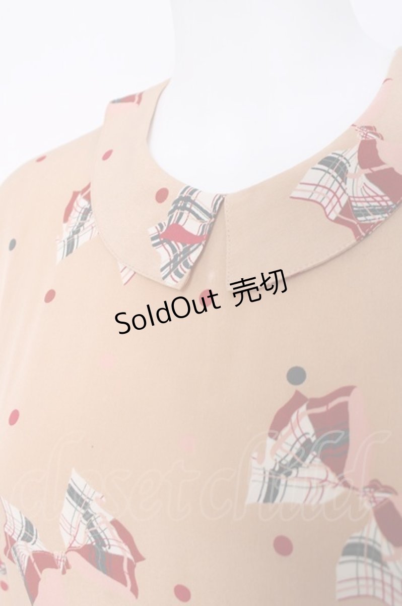 画像3: PINK HOUSE / チェックリボン柄ワンピース F ベージュ Y-26-03-20-123-LO-OP-SZ-ZT0524Y (3)