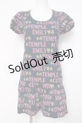 Emily Temple cute / ロゴ＆トランプカットソーワンピース  紺 Y-26-03-20-128-ET-OP-SZ-ZY