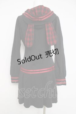 画像2: PUTUMAYO / ラインプリーツうさ耳ワンピ F 黒/赤 Y-26-03-20-137-PT-OP-SZ-ZY