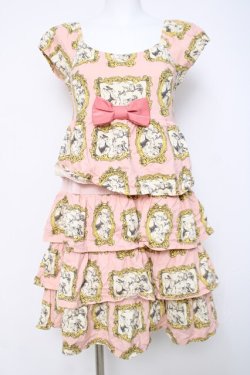 画像1: Emily Temple cute / フェアリーテールフレームプリントティアードワンピース  ピンク Y-26-03-20-139-ET-OP-SZ-ZY